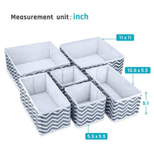 Load image into Gallery viewer, Order now storage bins ispecle foldable cloth storage cubes drawer organizer closet underwear box storage baskets containers drawer dividers for bras socks scarves cosmetics set of 6 grey chevron pattern