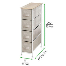 Load image into Gallery viewer, Select nice mdesign narrow vertical dresser storage tower sturdy frame wood top easy pull fabric bins organizer unit for bedroom hallway entryway closets textured print 4 drawers light tan white