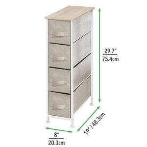 Select nice mdesign narrow vertical dresser storage tower sturdy frame wood top easy pull fabric bins organizer unit for bedroom hallway entryway closets textured print 4 drawers light tan white