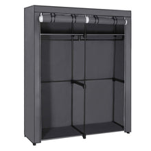 Load image into Gallery viewer, Organize with songmics closet storage organizer portable wardrobe with hanging rods clothes rack foldable cloakroom study stable 55 1 x 16 9 x 68 5 inches gray uryg02gy