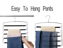 Load image into Gallery viewer, Selection meetu pants hangers 5 layers stainless steel non slip foam padded swing arm space saving clothes slack hangers closet storage organizer for pants jeans trousers skirts scarf ties towelspack of 4