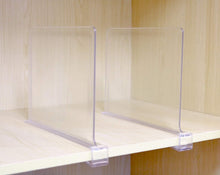 Load image into Gallery viewer, Amazon cy craft acrylic shelf divider wood shelf dividers clear closet shelf separators clothing organizer perfect for bedroom shelving organization and kitchen cabinet shelf storage 6 pcs
