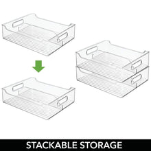 Load image into Gallery viewer, Select nice mdesign plastic closet storage bin with handles divided organizer for shirts scarves bpa free 14 5 long 2 pack clear