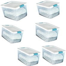 Load image into Gallery viewer, Related 60 quart storage containers 6 pack closet lids space saver baskets box stacking bin portable organizer ebook