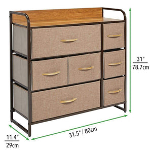 Shop here mdesign wide dresser storage chest sturdy steel frame wood top easy pull fabric bins organizer unit for bedroom hallway entryway closet textured print 7 drawers coffee espresso brown