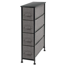Load image into Gallery viewer, Select nice mdesign narrow vertical dresser storage tower sturdy metal frame wood top easy pull fabric bins organizer unit for bedroom hallway entryway closet textured print 4 drawers charcoal gray