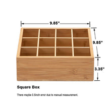 Load image into Gallery viewer, Explore gobam tie and belt organizer box closet underwear storage box drawer divider for bras briefs socks and mens accessories compartments of 12 natural bamboo