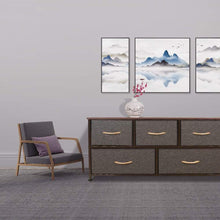 Load image into Gallery viewer, Results home dresser storage tower sturdy steel frame mdf wood top removable drawers height adjustable feet storage organizer for room hallway entryway closets 5 drawers espresso 39 5w 21 5h