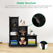 Load image into Gallery viewer, Products cube storage 6 cube bookshelf closet organizer storage shelves cubes organizer plastic bookcase for bedroom living room office black