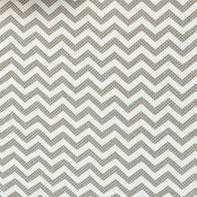 Load image into Gallery viewer, Results mdesign soft fabric over closet shelving hanging storage organizer with removable drawer for closets in bedrooms hallway entryway mudroom chevron zig zag print with solid trim taupe natural
