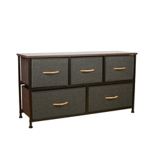 Load image into Gallery viewer, Purchase home dresser storage tower sturdy steel frame mdf wood top removable drawers height adjustable feet storage organizer for room hallway entryway closets 5 drawers espresso 39 5w 21 5h