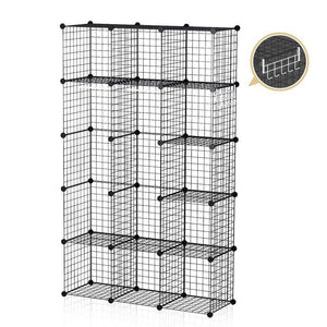 On amazon george danis wire storage cubes metal shelving unit portable closet wardrobe organizer multi use rack modular cubbies black 14 inches depth 3x5 tiers