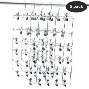 Amazon best homend 6 tier skirt hangers foldable pants hangers closet organizer stainless steel fold up space saving hangers 5 pack