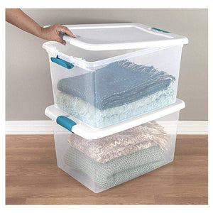 Purchase 60 quart storage containers 6 pack closet lids space saver baskets box stacking bin portable organizer ebook