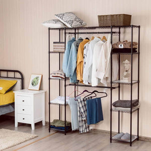 Online shopping tangkula garment rack portable adjustable expandable closet storage organizer system home bedroom closet shelves clothes wardrobe coffee