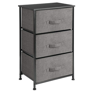 Get mdesign vertical dresser storage tower sturdy steel frame wood top easy pull fabric bins organizer unit for bedroom hallway entryway closets textured print 3 drawers charcoal gray black