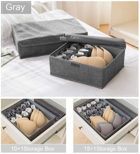Featured leefe drawer organizer with lids 2 pack foldable divider organizers closet underwear storage box for sortin socks bra scarves and lingerie in wardrobe or under bed breathable washable linen fabric