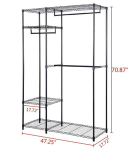On amazon s afstar safstar heavy duty clothing garment rack wire shelving closet clothes stand rack double rod wardrobe metal storage rack freestanding cloth armoire organizer 2 packs