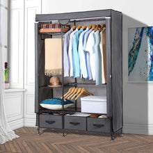 Load image into Gallery viewer, Explore lifewit full metal closet organizer wardrobe closet portable closet shelves with adjustable legs non woven fabric clothes cover and 3 drawers sturdy and durable large size