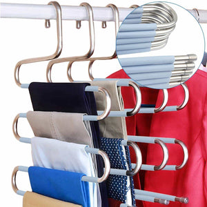 Order now doiown s type stainless steel clothes pants hangers closet storage organizer for pants jeans scarf hanging 14 17 x 14 96ins set of 3 5 pieces light blueupgrade style