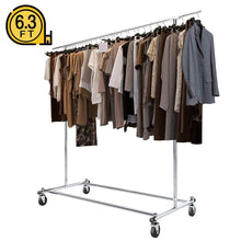 Load image into Gallery viewer, Buy bigroof clothing rack 6 3ft heavy duty clothes rack free standing garment rack on wheels commercial portable closet jacket coat rack rolling drying racks for hanging drying clothes