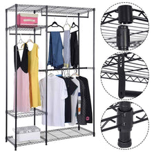 Load image into Gallery viewer, Budget s afstar safstar heavy duty clothing garment rack wire shelving closet clothes stand rack double rod wardrobe metal storage rack freestanding cloth armoire organizer 1 pack