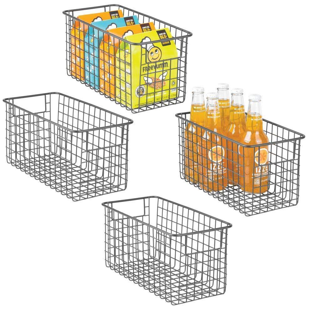 Order now mdesign farmhouse decor metal wire food storage organizer bin basket with handles for kitchen cabinets pantry bathroom laundry room closets garage 12 x 6 x 6 4 pack graphite gray