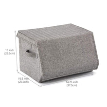 Load image into Gallery viewer, Save ezoware 2 pack stackable storage bins with lids and handles linen fabric foldable storage cubes bin box containers for home office nursery closet bedroom living room
