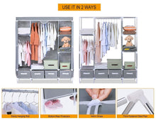 Load image into Gallery viewer, Shop portable clothes closet canvas wardrobe closet huge free standing clothes organizer storage with hanging rod dust proof cover 67x58x17 7 inch