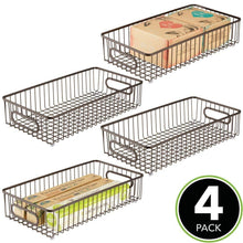 Load image into Gallery viewer, Save on mdesign extra long household metal drawer organizer tray storage organizer bin basket built in handles for kitchen cabinets drawers pantry closet bedroom bathroom 8 wide 4 pack bronze