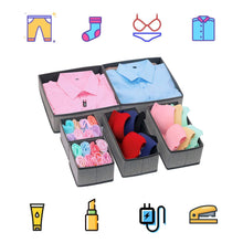 Load image into Gallery viewer, Discover the best onlyeasy foldable cloth storage box closet dresser drawer organizer cube basket bins containers divider with drawers for scarves underwear bras socks ties 6 pack linen like grey mxdcb6p