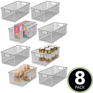 Online shopping mdesign farmhouse decor metal wire food organizer storage bin basket with handles for kitchen cabinets pantry bathroom laundry room closets garage 16 x 9 x 6 in 8 pack graphite gray