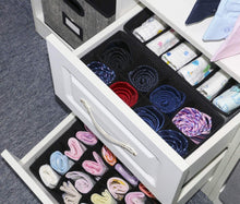 Load image into Gallery viewer, Discover the onlyeasy closet underwear organizer drawer divider set of 4 foldable cloth storage boxes bins under bed organizer for bras socks panties ties linen like black mxass4p