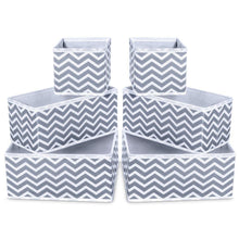 Load image into Gallery viewer, Home storage bins ispecle foldable cloth storage cubes drawer organizer closet underwear box storage baskets containers drawer dividers for bras socks scarves cosmetics set of 6 grey chevron pattern