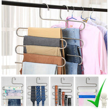 Load image into Gallery viewer, Best seller  6 pack pants hangers s type closet organizer stainless steel multi layers magic hanger space saver clothes rack tiered hanging storage for jeans scarf skirt 14 17 x 14 96 inch