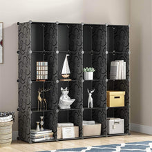 Load image into Gallery viewer, New kousi portable storage shelf cube shelving bookcase bookshelf cubby organizing closet toy organizer cabinet black no door 16 cubes