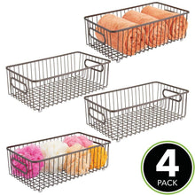 Load image into Gallery viewer, Buy now mdesign metal bathroom storage organizer basket bin farmhouse wire grid design for cabinets shelves closets vanity countertops bedrooms under sinks large 4 pack bronze
