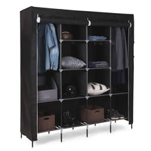 Load image into Gallery viewer, Related songmics 67 inch wardrobe armoire closet clothes storage rack 12 shelves 4 side pockets quick and easy to assemble black uryg44h