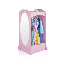 Load image into Gallery viewer, Kitchen guidecraft dress up cubby center pink costumes accessoires storage shelf and rack with mirror for little girls and boys toddlers wooden wardrobe closet
