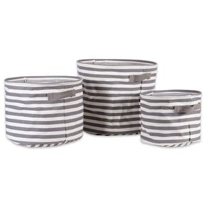 Top dii fabric round room nurseries closets everyday storage needs asst set of 3 gray stripe laundry bin assorted sizes