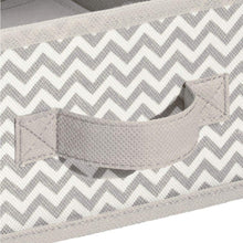 Load image into Gallery viewer, Products mdesign soft fabric over closet shelving hanging storage organizer with removable drawer for closets in bedrooms hallway entryway mudroom chevron zig zag print with solid trim taupe natural