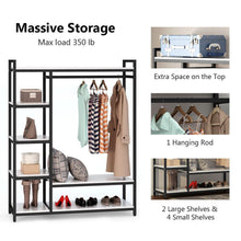 Load image into Gallery viewer, Best little tree free standing closet organizer heavy duty clothes rack with 6 shelves and handing bar large closet storage stytem closet garment shelves