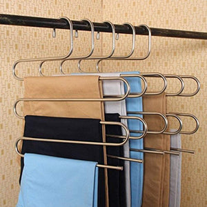 Great peiosendor s type pants hangers multi purpose stainless steel magic closet hangers space saver storage rack for hanging jeans scarf tie family economical storage 3