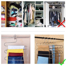 Load image into Gallery viewer, Budget 6 pack pants hangers s type closet organizer stainless steel multi layers magic hanger space saver clothes rack tiered hanging storage for jeans scarf skirt 14 17 x 14 96 inch
