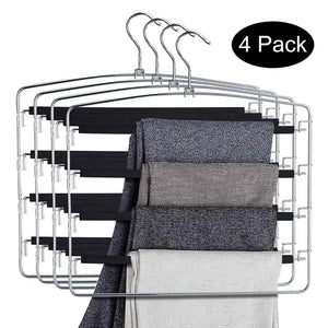 Budget doiown pants hangers slacks hangers space saving non slip stainless steel clothes hangers closet organizer for pants jeans trousers scarf 4 pack large size 17 1high x 15 9width