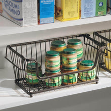 Load image into Gallery viewer, Results mdesign modern farmhouse metal wire household stackable storage organizer bin basket with handles for kitchen cabinets pantry closets bathrooms 12 5 wide 6 pack bronze