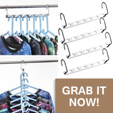 Load image into Gallery viewer, Amazon best 4pcs clothes hangers space saver closet organizer with vertical and horizontal options premium abs material in solid silver color