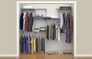 Select nice closetmaid 78809 shelftrack 5ft to 8ft adjustable closet organizer kit satin chrome