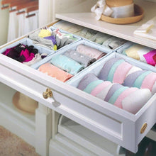 Load image into Gallery viewer, Kitchen storage bins ispecle foldable cloth storage cubes drawer organizer closet underwear box storage baskets containers drawer dividers for bras socks scarves cosmetics set of 6 grey chevron pattern