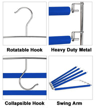 Load image into Gallery viewer, New rosinking slack hangers swing arm pants 2 pack multi layers removeable stainless steel scarf slack hangers non slip clothes rack with foam padded rotatable hook closet space saving organizer